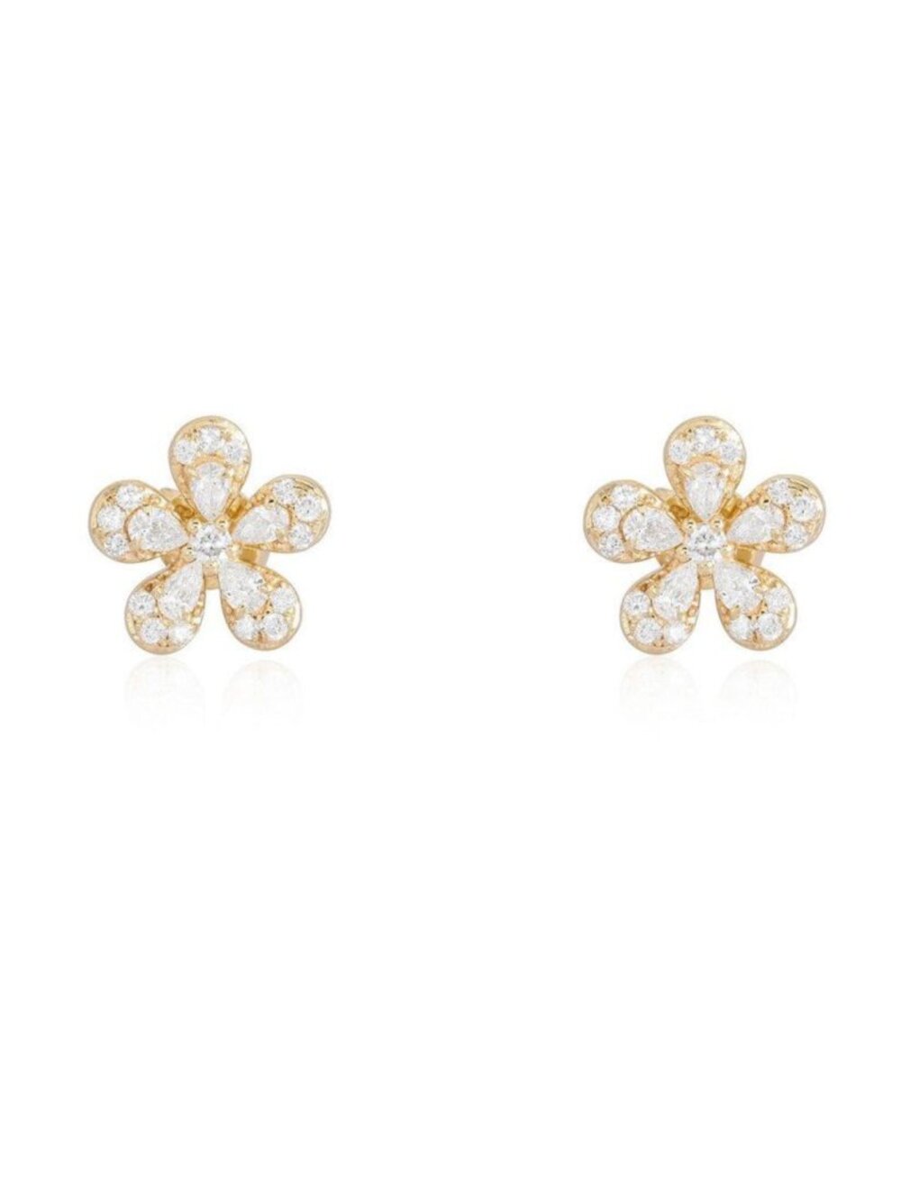 Floral Bloom 14K (or 18k upon request) Gold Diamond Stud Earrings